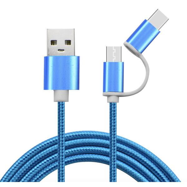 Factory price 2 in 1 usb cable type-c and micro usb cable for android
