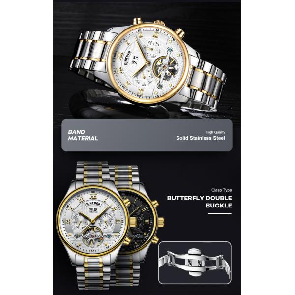 KINYUED Brand Two-Tone Gold Silver Case Automatic Movement Solid Stainless Steel Strap Waterproof Mechanical relogio mas