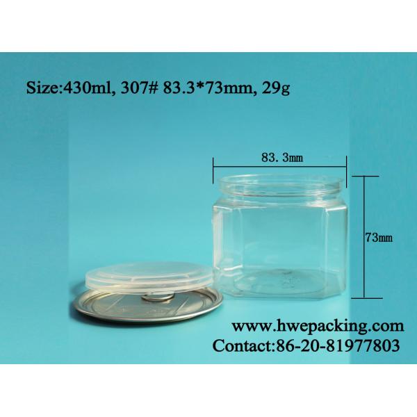 Bulk Square 430ml clear PET Can for Peanut Nuts Leak Proof