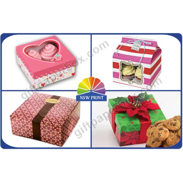 Custom Printing Folding Cup Cake / Dessert Paper Box With Display Window