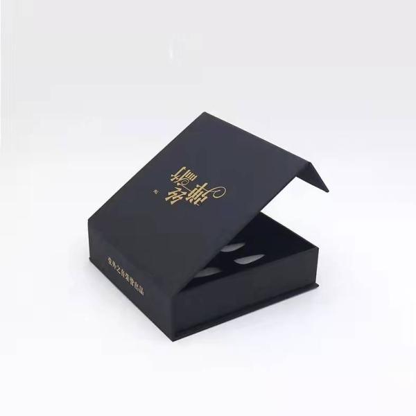 black clamshell Cosmetic Packaging Box magnet For Press On Nails