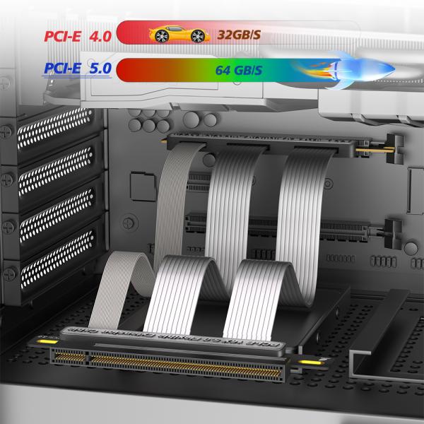 180 Degree PCI E 5.0 Riser Cable 16X Flexible GPU Extension Cable