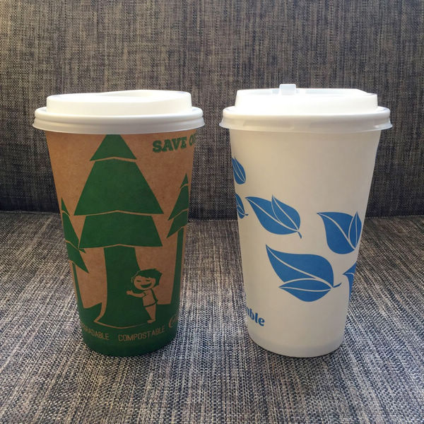 Pla Coffee Biodegradable And Compostable Tableware Paper Cups 16oz Double Wall With Lids