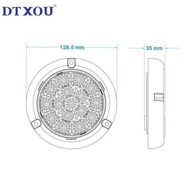 IP67 Waterproof 16pcs LED Chips Round Bus Stop Reverse Indicator Tail Lights Rear Lamps