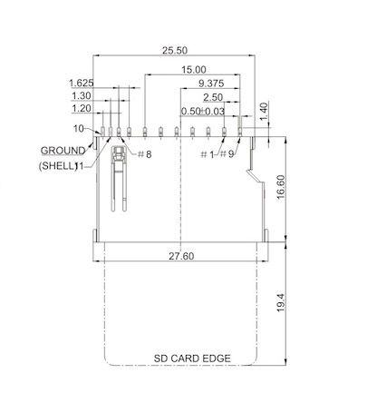 Micro Sd Card Smart Card Socket Operating Temperature -25~+90'C