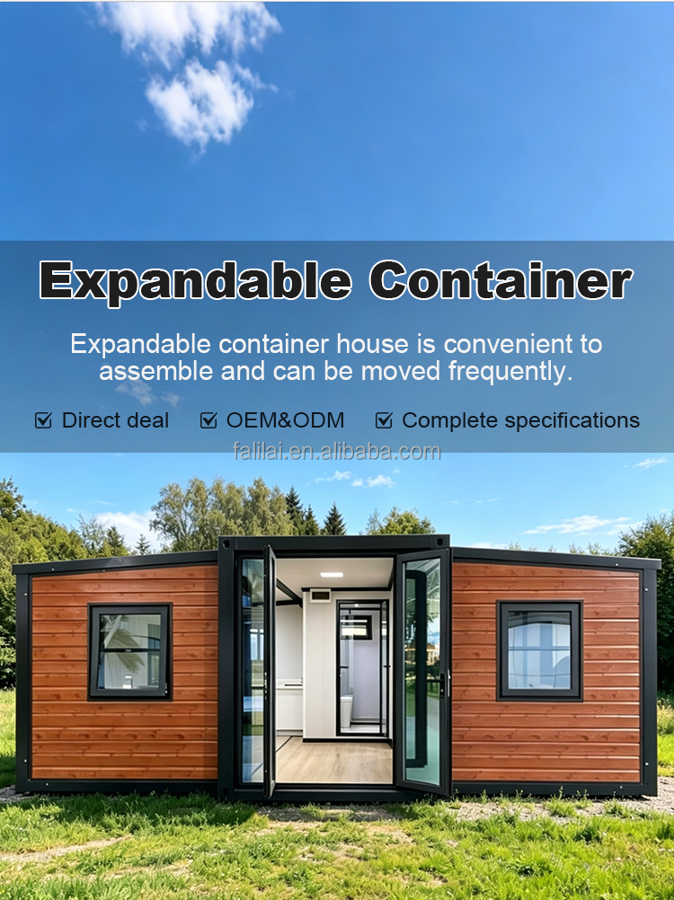 Easy Install Mobile Tiny House 20ft 40ft Expandable Container House Waterproof/Insulated Supermarket Apartment Bedroom Kitchen