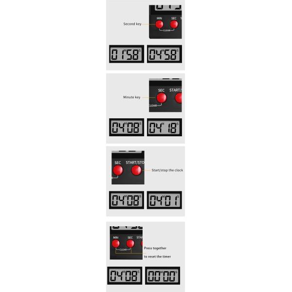 DTH-68B Digital Count Up And Down Magnetic Timer Clock With Alarm Fast Setting For Cooking Digital Countdown Kitchen Timer