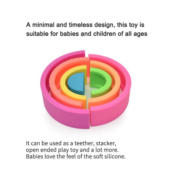 PVC BPA Free Silicone Rainbow Stacker Educational Fun Customized Logo