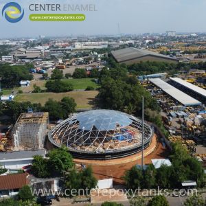 Quality Aluminum Geodesic Dome for Sludge Digestion Tank: A Corrosion-Resistant Cover That Helps Maintain Tank Temperature and Prevents Heat Loss for sale