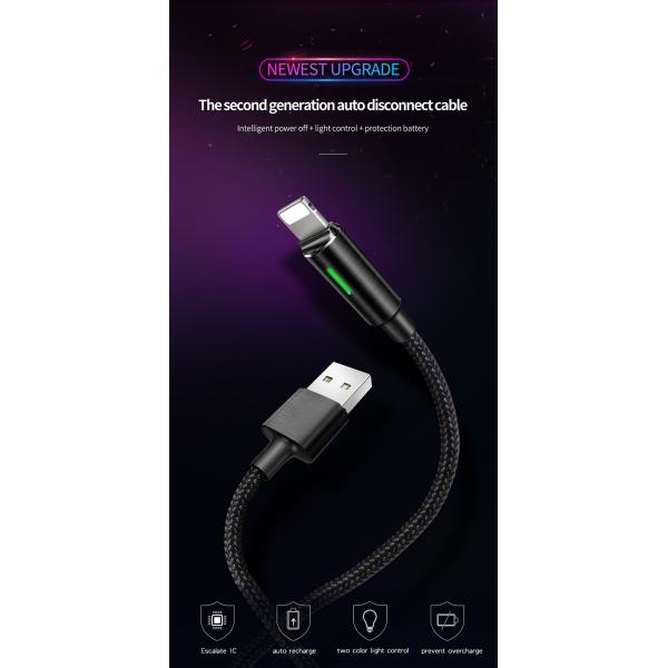 Auto Cut Off Nylon Quick Charging Cable Smart Disconnect Intelligent USB Date Cable
