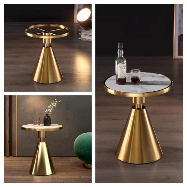 Marble Cone Nordic Coffee Table Accent Elegant Gold Titanium Base