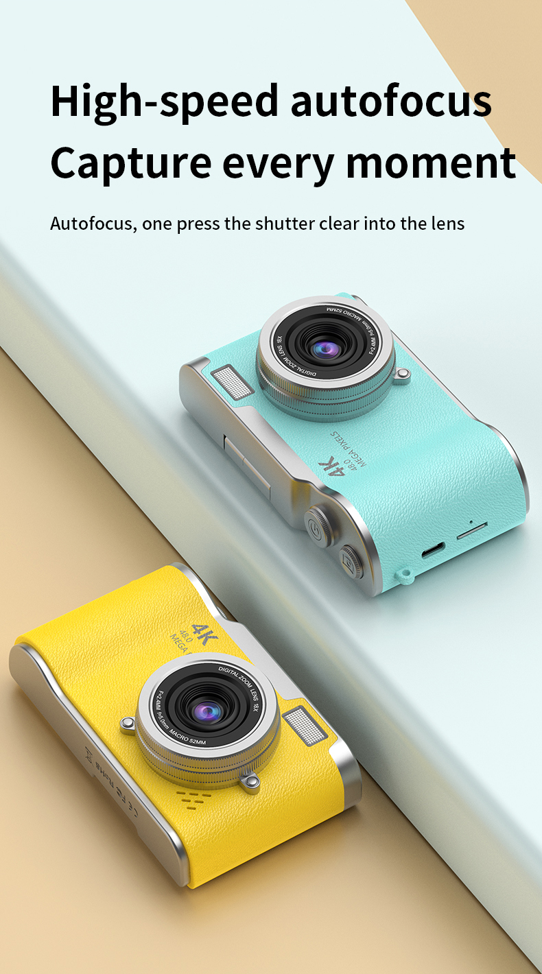 Portable CCD Vlog Camera 4K Dual Function Photo Video 2.4 Inch Rotating Screen Electronic Anti Shake 8X Optical Zoom Selfie for