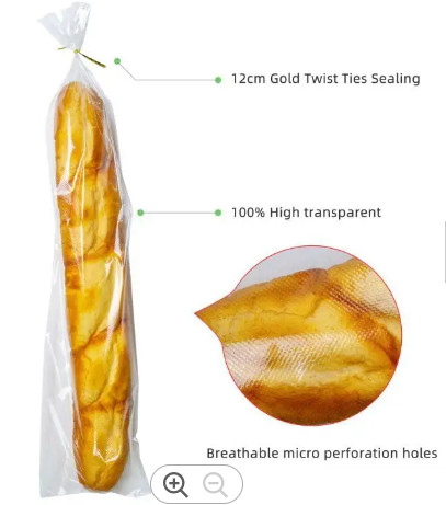 Reusable Breathable Plastic Bread Bags Micro Perforated Recycled PP Bread Bag BRC