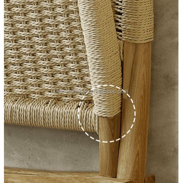 Effortless Elegance Lacquered Finish Nordic Classical Woven Cord Solid Wood Folding Lounge Chair for Living Room