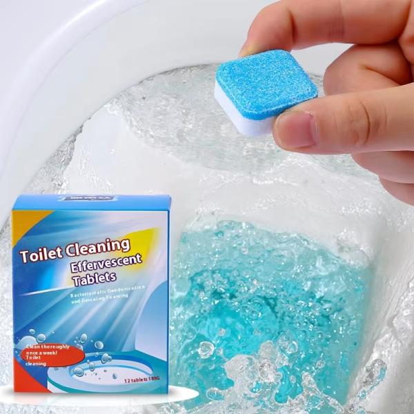 12 Tablets/Box Disposable Toilet Cleaning Effervescent Tablets Solid Fragrance Removes Odor Toilet Cleaning Tablets