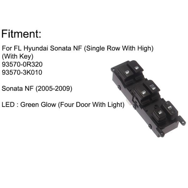 High Sensitivity Driver Side Power Window Switch Front Left Green Light