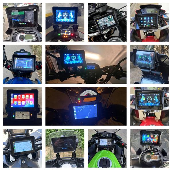 Wireless Carplay Motorcycle Android Auto GPS Navigation Screen with 5 Inch touch display Waterproof IPX7 Dashcam moto camera navigation device