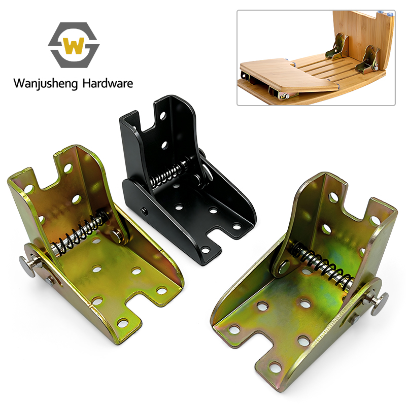 90° Fold in Hidden Self Locking Mute Folding Hinge with Push Button Lock Table Leg Connector Furniture Hardware Fitting