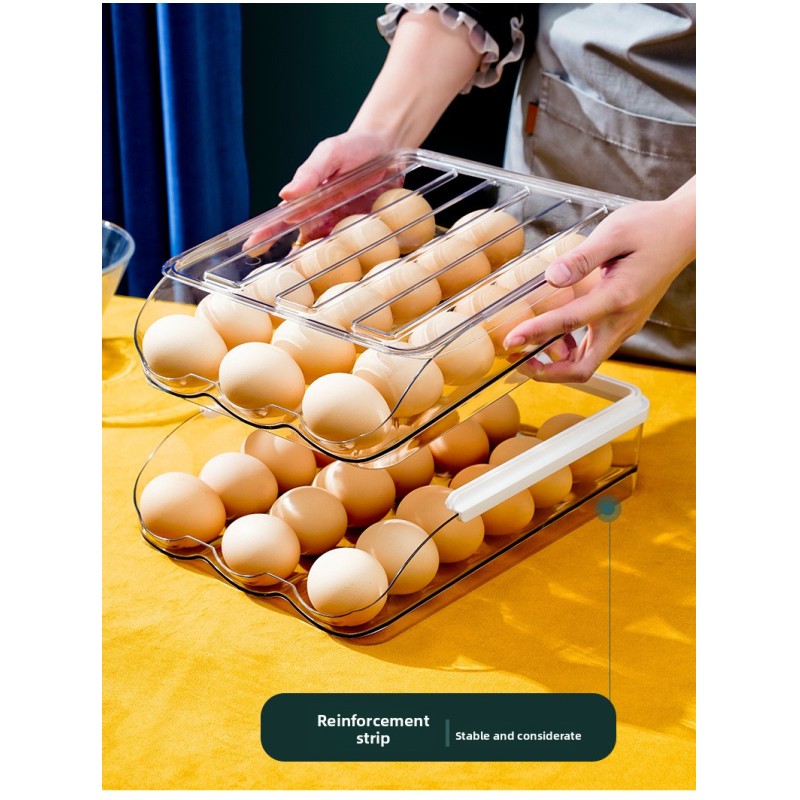 Wholesale Rectangular Transparent Anti-Drop Egg Rack Stackable Fresh-Keeper Storage Box for Household Refrigerator
