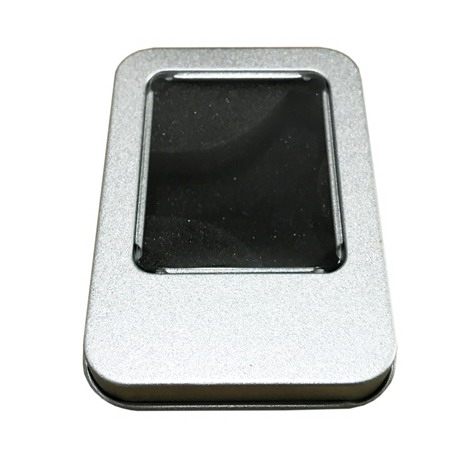 Small Silver Rectangular Tin Box Can With Window Lid For Electric Equipments