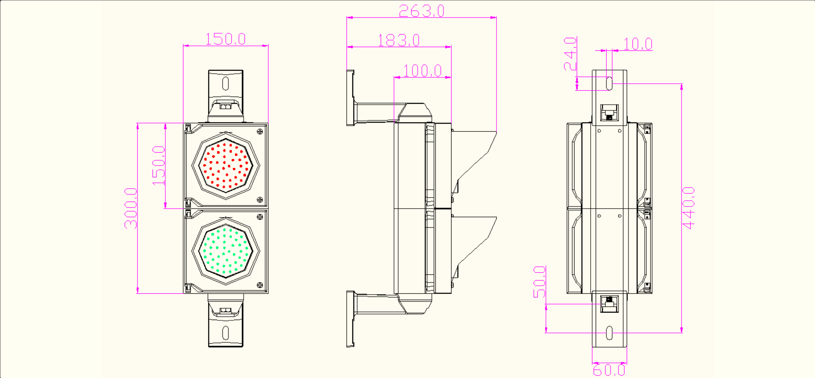 JD112F-C 100mm Red Green LED Traffic Light