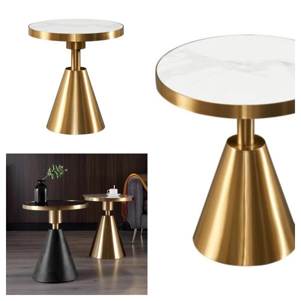 Marble Cone Nordic Coffee Table Accent Elegant Gold Titanium Base