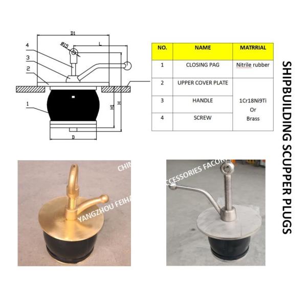 IMPA 232481 Model 50ON-50 Deck Scupper Plug, Gutter Plug Shipbuilding Scupper Plugs