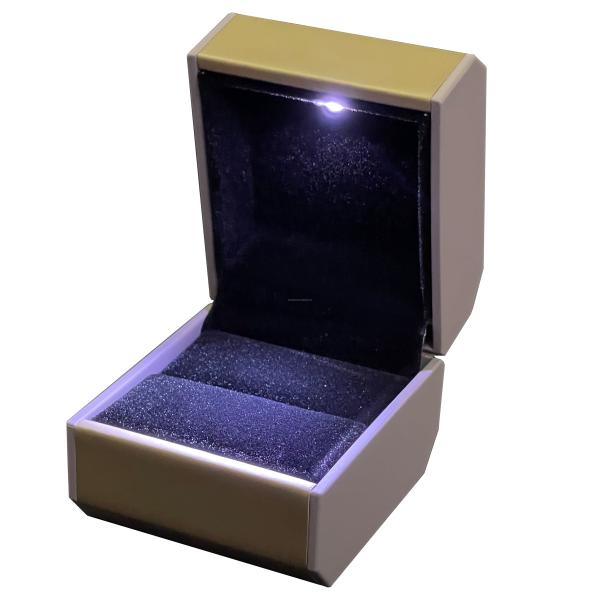 Customized Your Logo-Gold Pu Leather LED Ring Box