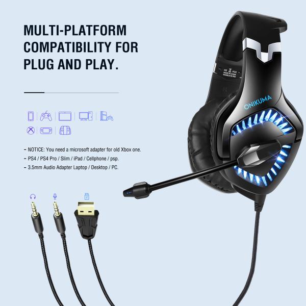 ABS PC DC5V Wired Stereo Gaming Headset Onikuma K1 PRO 2.2m Wire