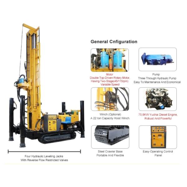 Drilling Depth 400 Meter Pneumatic Rotary Crawler Drilling Rig