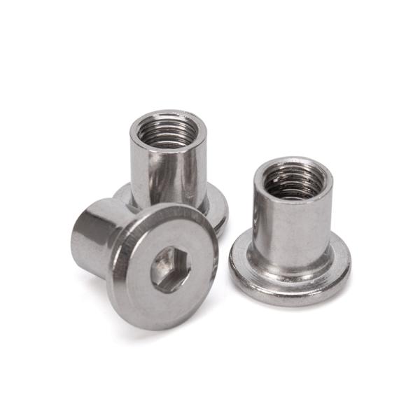 Metric Plain Finish Stainless Steel A2 A4 Countersunk Flat Head Hex Socket Furniture Connector Sleeve Barrel Nut for Furniture