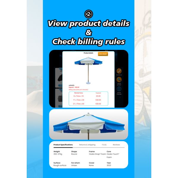 Beach Sun Umbrella Rental Vending Machine Outdoor Solution with Card Reader