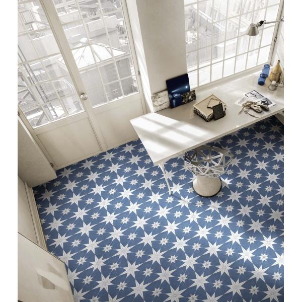 Blue White Ceramic Rustic Tile 25x25cm Clay Floor Tile