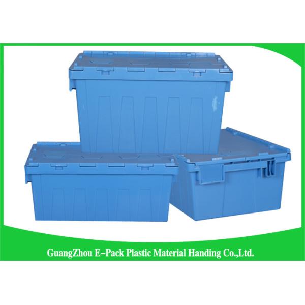 Colored Logistic Plastic Attached Lid Containers Easy Stacking Long Service Life