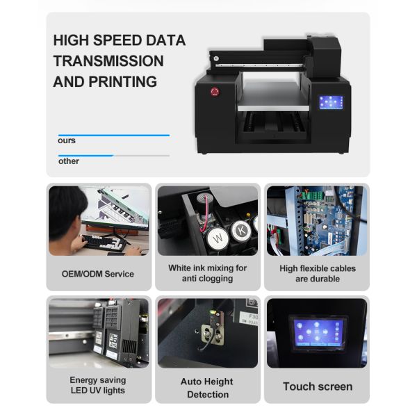 KECAI New Design Touch Screen UV Flatbed Printer Flat Materials Printing Glass Metal Plastic Leather Print Desktop UV Printer