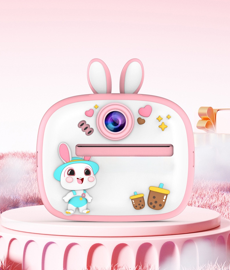 Instant Print Children's Digital Thermal Mini Camera with CMOS Sensor MicroSD Plastic 4K Video 2.4" Screen Dual Lenses
