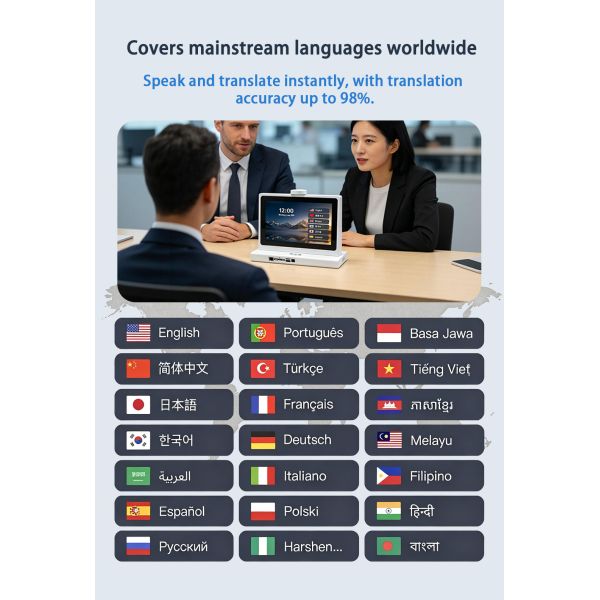 10 Inch Dual-Screen Translator Machine WiFi Network Online Translation Device with MIC Array HDMI USB