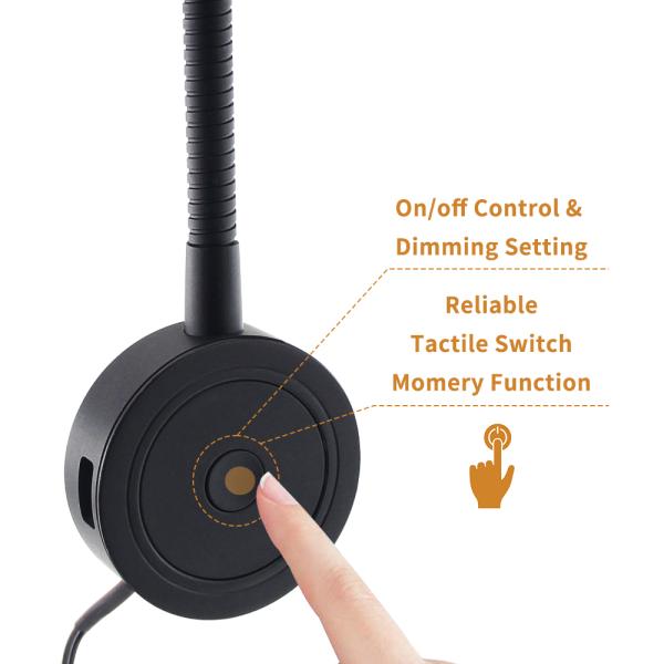 CE Approved Touch Dimming Switch Adjustable Flexible Wall Mount Hotel Bedside Lamp for Book Reading