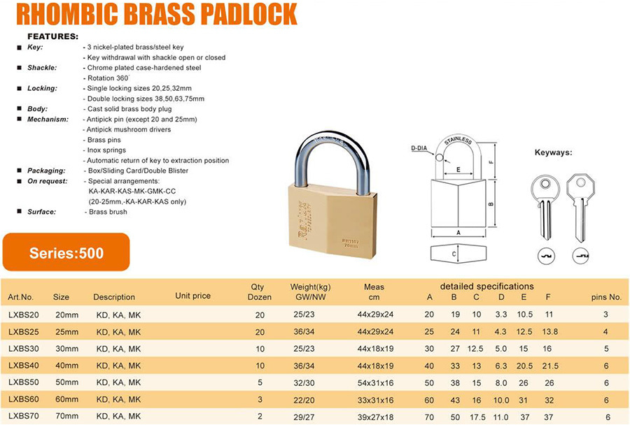 RHOMBIG BRASS PADLOCK