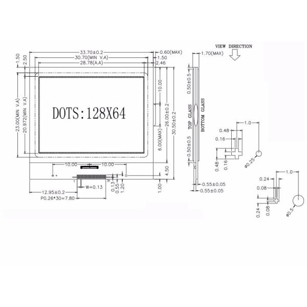 COG FSTN Graphic LCD Display , 128x64 Dots STN LCD Module