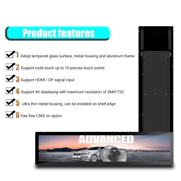 Advertising Stretch Bar Signage 48.8 Inch LCD Touch Screen