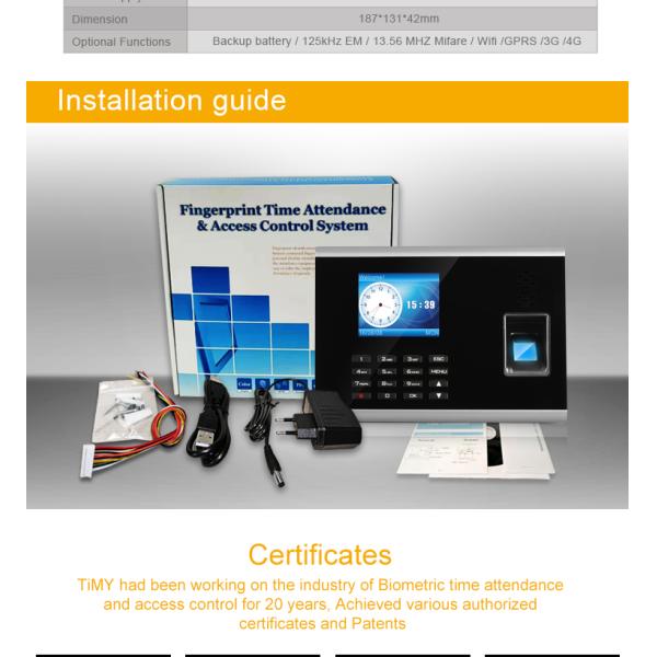 Time Clock Wiegand 3000 Fingerprint Scanner For Attendance