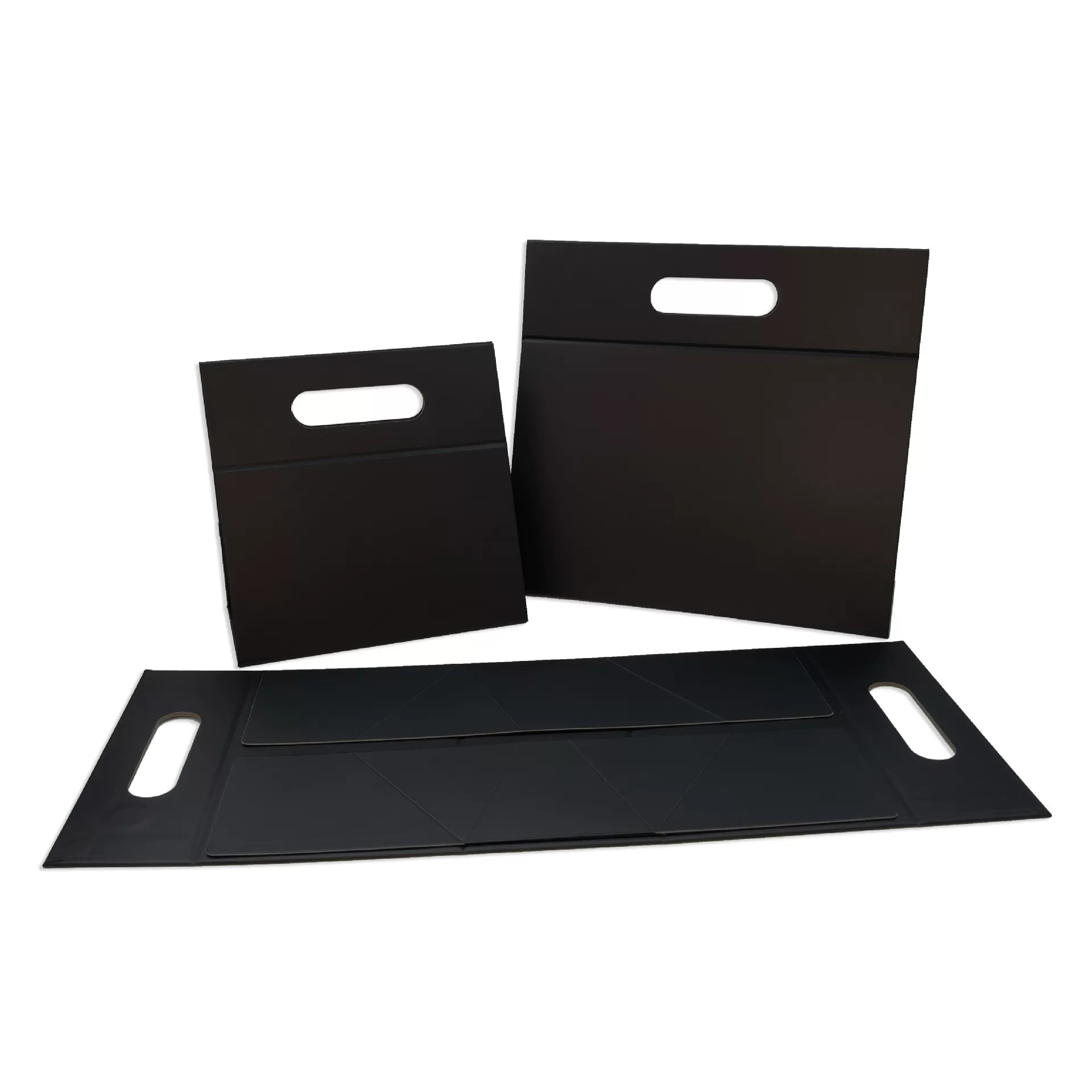 Triangular Foldable Rigid Gift Boxes With Magnetic Closure And Cutout Handles