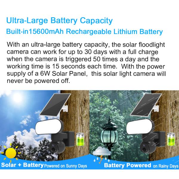 Smart Floodlight Wifi 4G Camera Solar Security 3MP Motion Tracking Two Way Audio Camera