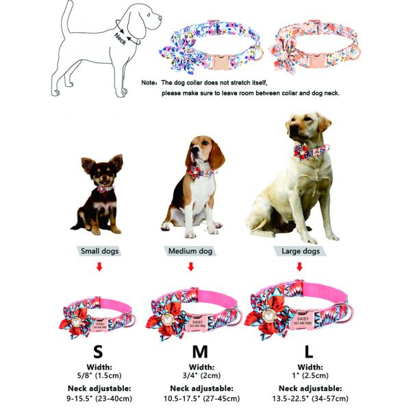 Unique Style Pet Collar Leash Adjustable Nylon Cute Floral Pattern