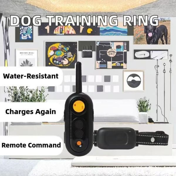 Waterproof Rechargeable Remote Control Training Collar C-Neck Eco-Friendly Nylon PC Beep Vibration Shock Fashion Style Dogs