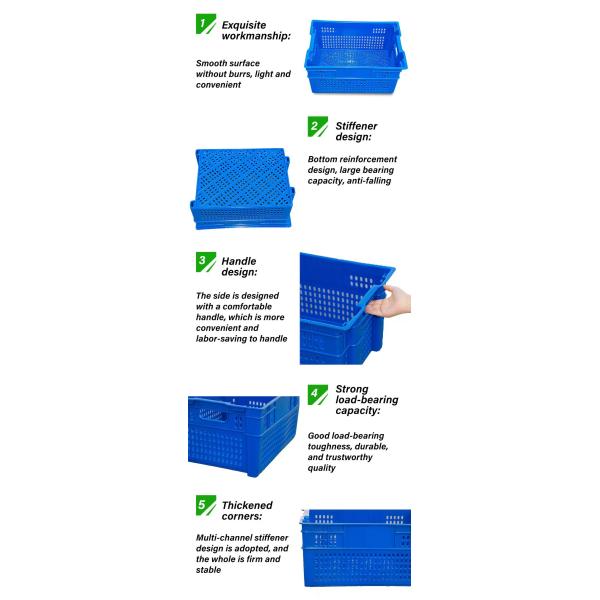 Plastic dislocation moving basket fruit vegetable plastic turnover crate high quality nestable stackable basket