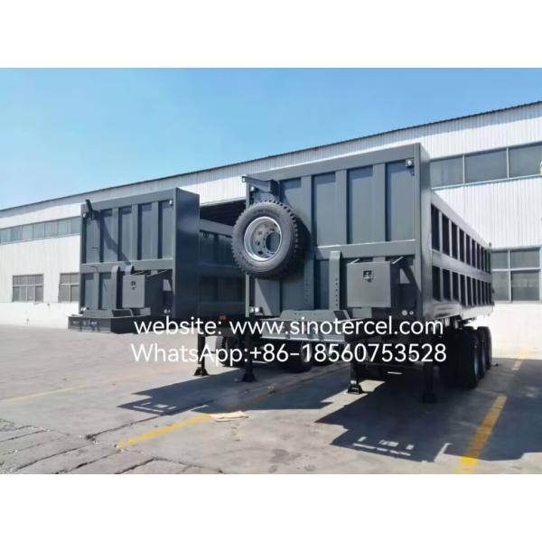 3 Axles Dumping Tipper Semi Trailer efficient loading and unloading U type Military green, specially customized Front Lifting Hydraulic Large-capacity