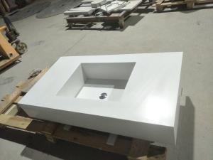 Quality White quartz integral basin sink for hospitality renovation for sale