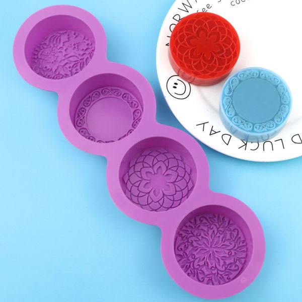 Cake Tools Ideas Disposable 4-Cavity Silicone Oval Soap Mold Mixed Flower Patterns Customizable DIY Tool for Easy Demoulding